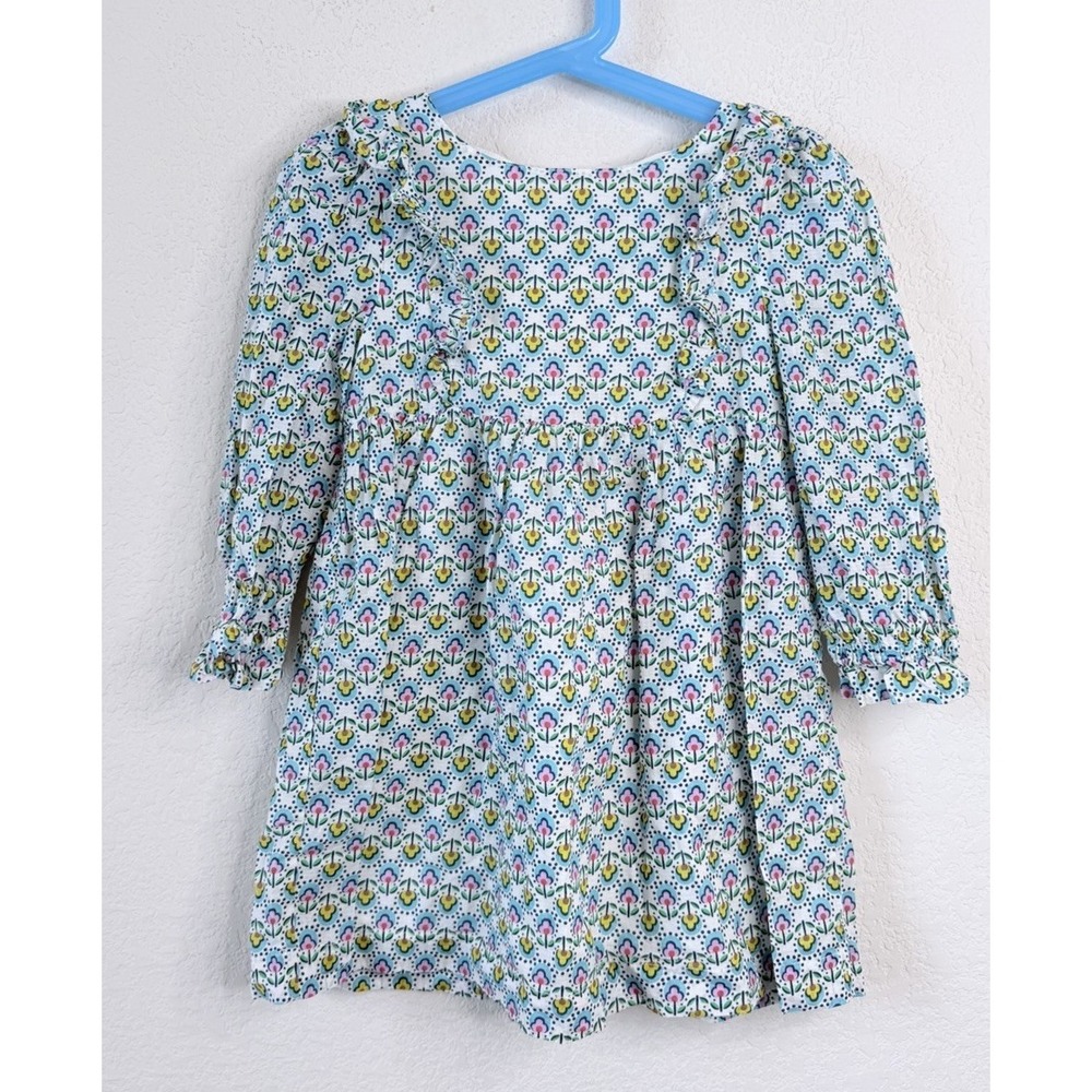 Miniboden Girls Floral Dress 3-4Y 104cm Ruffle Cotton Long Sleeve Boho